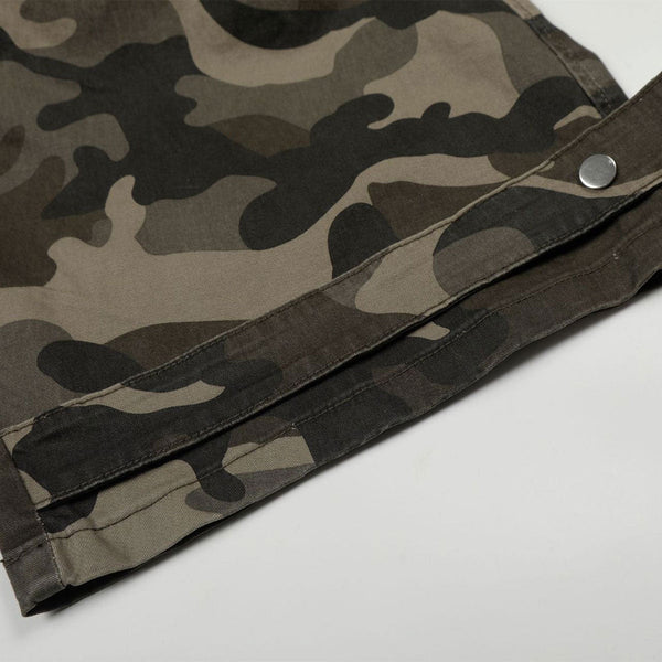 Camouflage Utility Wide Leg Adjustable Hem Pants