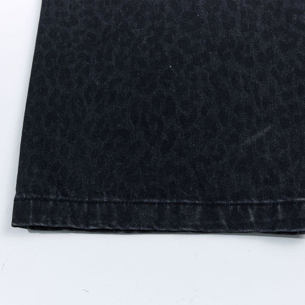 Vintage Washed Leopard Print Relaxed Wide Jeans