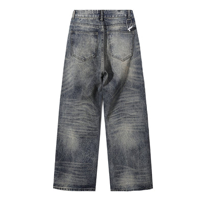 Decorative Rope Dark Wash Vintage Wide Leg Jeans