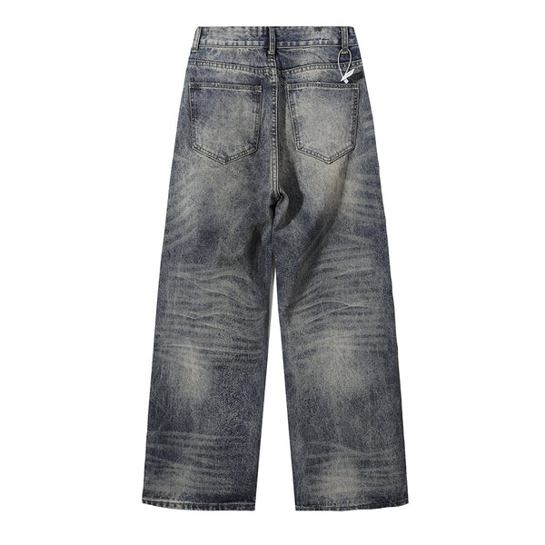 Decorative Rope Dark Wash Vintage Wide Leg Jeans