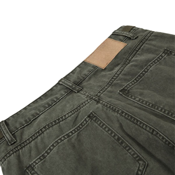Men's Distressed Washed Denim Cargo Pants Punk Street Loose Zipper