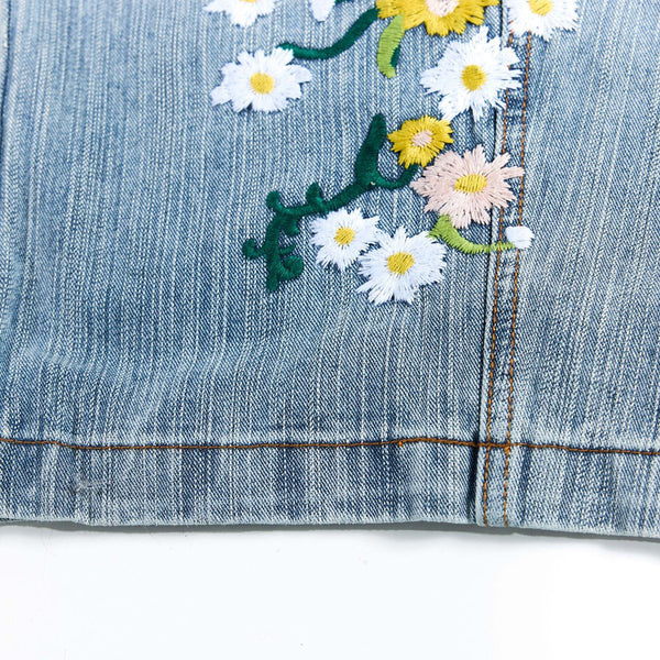 Vintage Slub Embroidered Curved Blade Relaxed Jeans