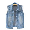 Women's Relaxed Fit Ripped Denim Vest