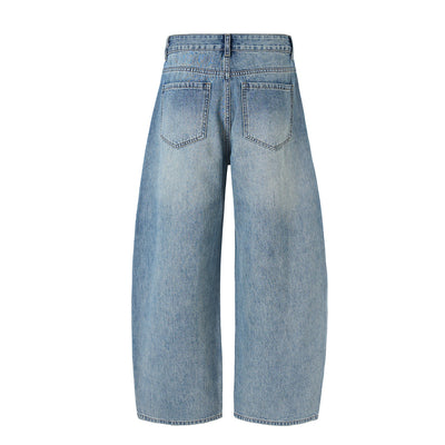 High Waisted Wide Leg Vintage Washed Casual Jeans