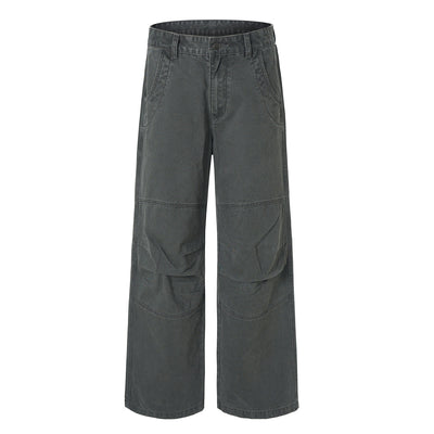 Vintage Washed Workwear Wide-Leg Relaxed Cargo Pants