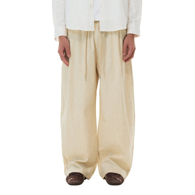 Solid Tint Linen-Blend Barrel Pants