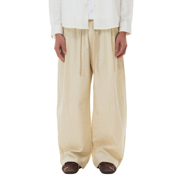 Solid Tint Linen-Blend Barrel Pants