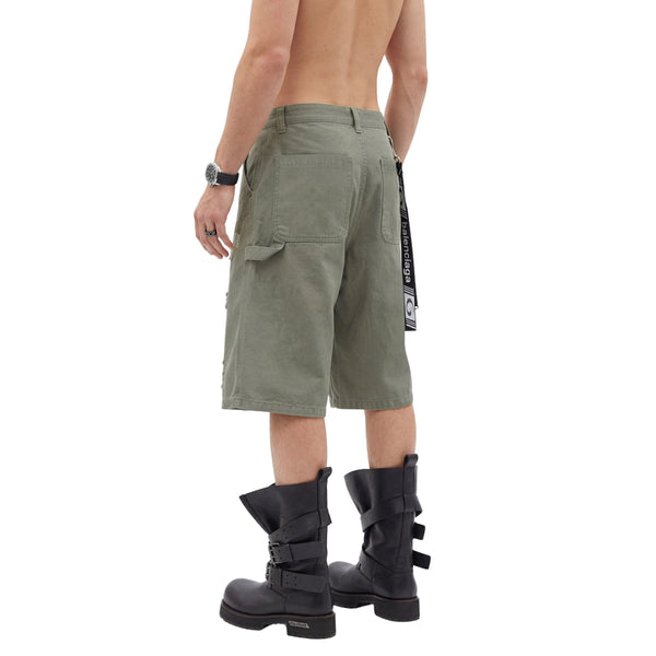 Vintage Washed Distressed Utility Bermuda Shorts