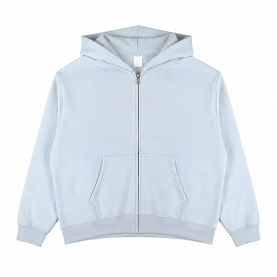 Boxy Cropped 340G Thermal Fleece Zip Hoodie