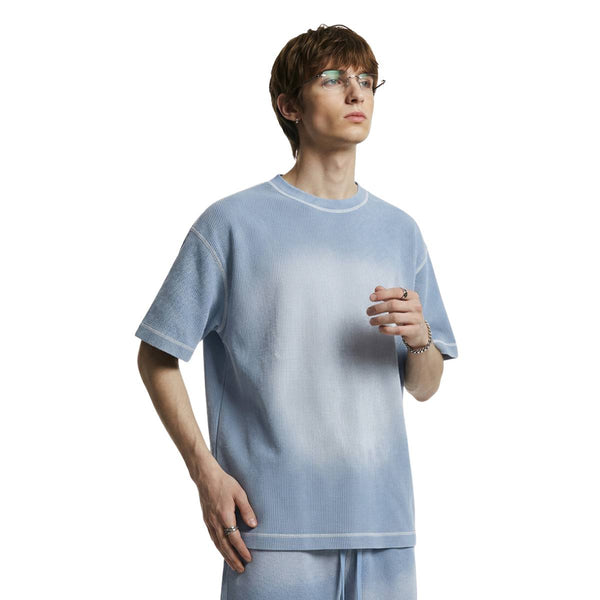 Vintage Waffle Knit Contrast Stitch Oversized T-Shirt