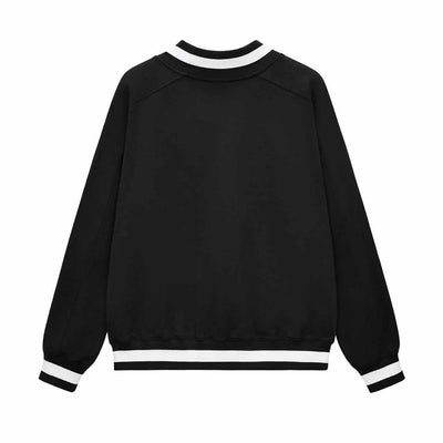 Contrast Trim V-Neck Pullover Sweatshirt
