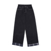 Contrast Stitch Black Wide-Leg Jeans