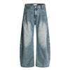 Men's Washed Denim Punk Wide-Leg Work Pants
