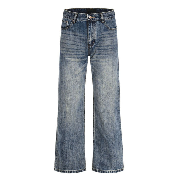 Men's Mid-Rise Straight-Leg Washed Denim Pants – Vintage Casual