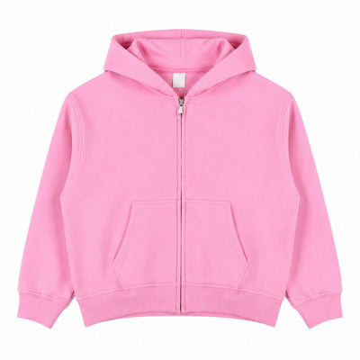 Boxy Cropped 340G Thermal Fleece Zip Hoodie