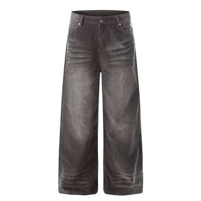 Vintage American Whiskered Corduroy Wide-Leg Jeans