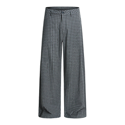 Plaid Wide-Leg Relaxed Baggy Unisex Casual Trousers