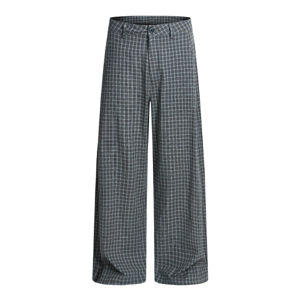 Plaid Wide-Leg Relaxed Baggy Unisex Casual Trousers