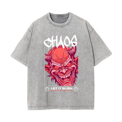 Chaos Red Devil Streetwear Graphic Tee-INNBLAC