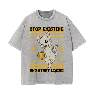 Stop Existing Graphic Washed Tee-INNBLAC