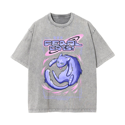 Feral Cat Y2K Japanese Graphic Tee-INNBLAC