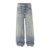 Vintage Washed Distressed Wide Leg Straight Jeans