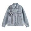 Designer Loose Retro Denim Jacket with Pocket Accent