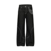 Men's Embroidered Denim Wide Leg Pants Street Vibe Unique Pockets