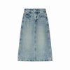 Women's Distressed Denim Midi Skirt