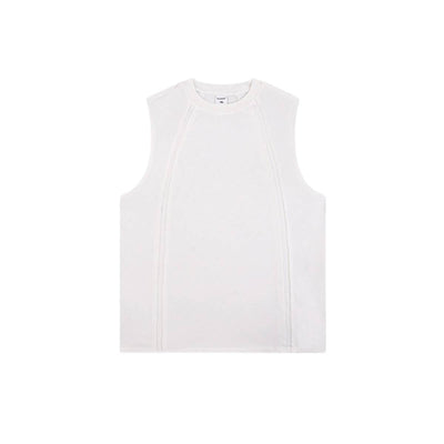 Distressed Raw Hem Patchwork Acid Wash Sleeveless Tank Tee