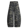 Camo Print Cargo Wide Leg Denim Jeans