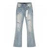 Distressed Stretch Flared Denim Jeans