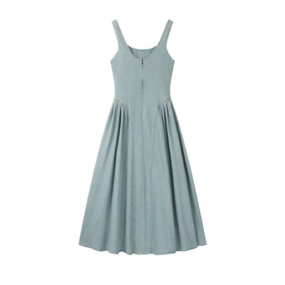 Vintage Washed Denim Slip Mididress