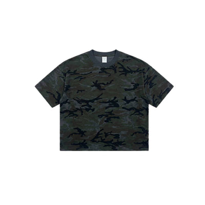 Vintage Camo Burnout Graphic Oversized Cotton Tee
