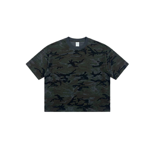 Vintage Camo Burnout Graphic Oversized Cotton Tee