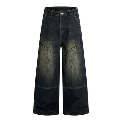 Washed Structured Heavy-Duty Straight-Leg Carpenter Jeans