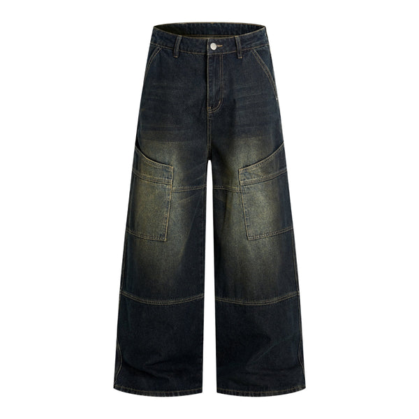 Washed Structured Heavy-Duty Straight-Leg Carpenter Jeans