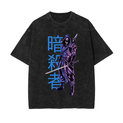 Urban Ninja Stone Wash Graphic Tee-INNBLAC