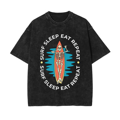 Surf Sleep Eat Repeat Graphic Tee-INNBLAC