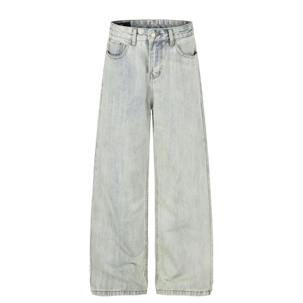 Vintage Light Wash Wide Leg Slub Denim Jeans