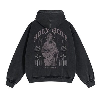 Holy Holy Christian Graphic Double Slider Zip Hoodie-INNBLAC