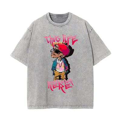 Thug Life Graphic Washed Tee-INNBLAC