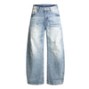 Washed Whiskered Balloon Fit Denim Jeans