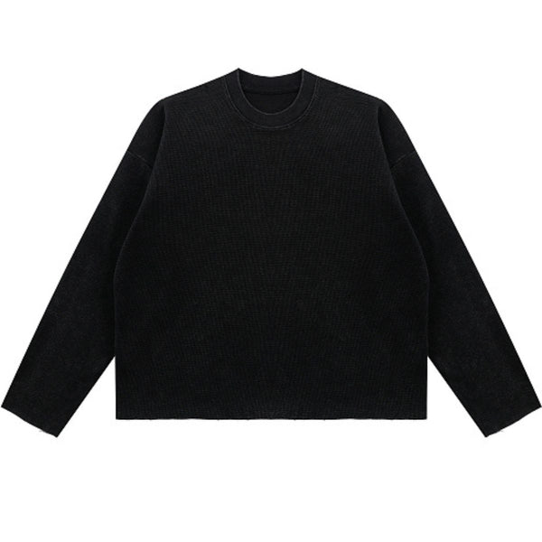 Heavyweight Washed Waffle Cotton Long Sleeve Tee 340G