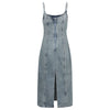 Front-Zipper Bodycon Denim Midi Dress