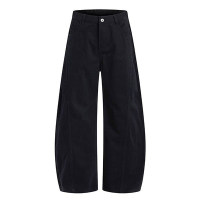 Vintage Washed Curved Panel Barrel-Leg Pants