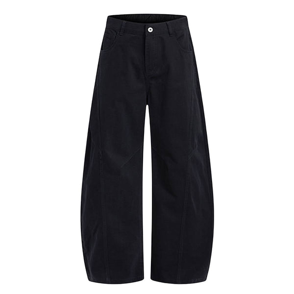 Vintage Washed Curved Panel Barrel-Leg Pants