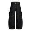 Washed Contrast-Stitch Baggy Relaxed Carpenter Denim Pants