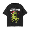 Christmas Dinosaur Stone Wash Graphic Tee-INNBLAC