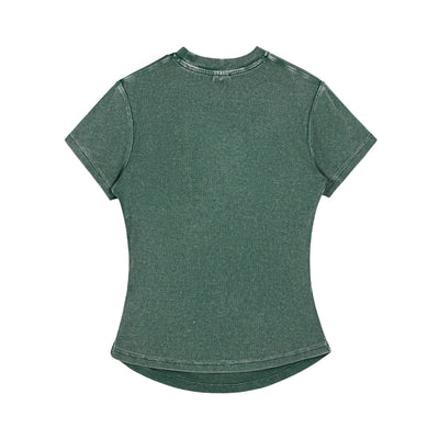 Slim Fit Pleated Waist Washed Cotton Tee 280gsm